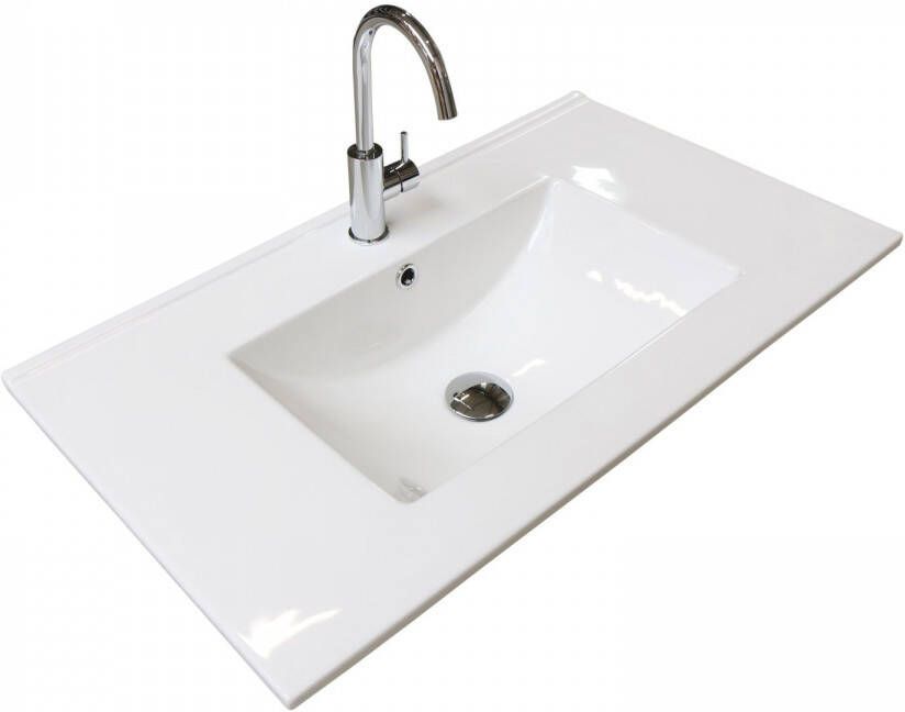 Boss & Wessing Badmeubelset BWS Salt 80x39cm Greeploos 2 Lades Met Wastafel 1 Kraangat Ice White