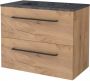 Boss & Wessing Badmeubelset BWS Salt 80x46cm Met Grepen 2 Lades Met Wastafel Hardsteen Whisky Oak - Thumbnail 1