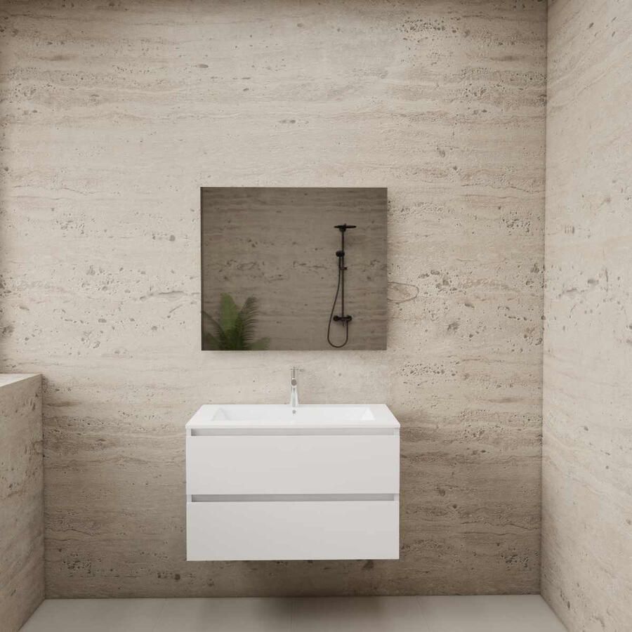 Boss & Wessing ACTIE BWS Badmeubel | Paris | Wit 80 cm | Mat Wit Wastafel | 1 Kraangat