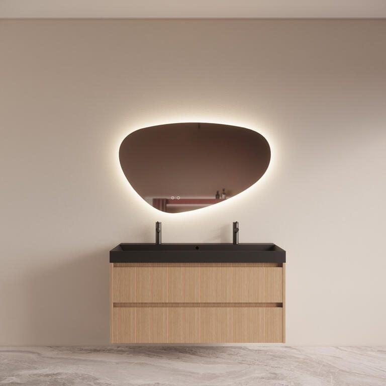 Boss & Wessing Badmeubelset BWS Riga met Lako Wastafel Zwart 120 cm Licht Eiken Japandi