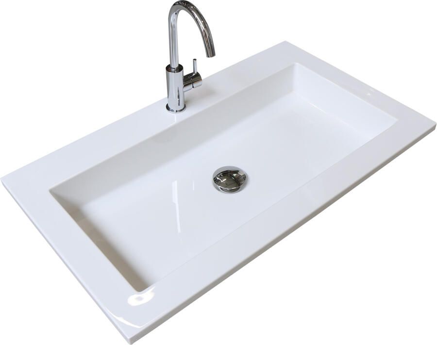 Boss & Wessing Badmeubelset BWS Salt 100x39cm Greeploos 2 Lades Met Wastafel 2 Kraangaten Scotch Oak
