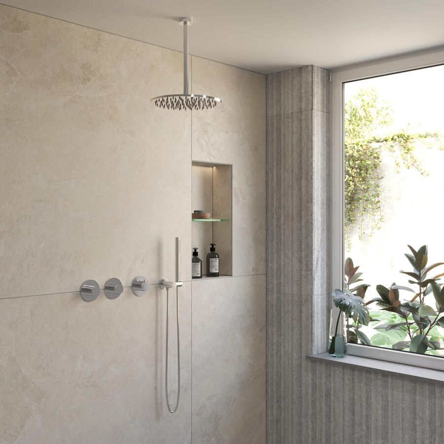 Boss & Wessing BWS Inbouw Regendouche | Sensa | Chroom | Plafonduitloop | 30cm Hoofddouche met Handdouche | Stopkranen