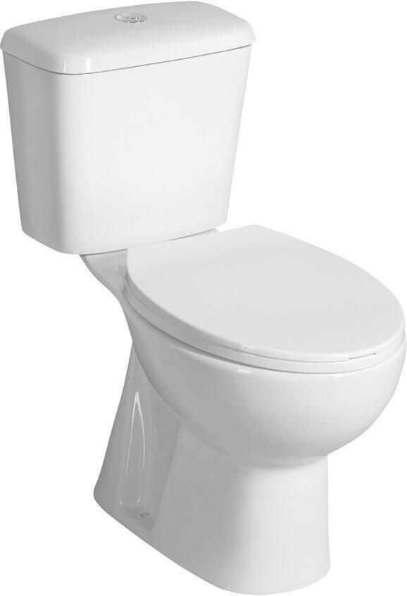 Aqualine Manuel Kortgekoppeld toilet dubbele drukknopspoeling 3 6l wit