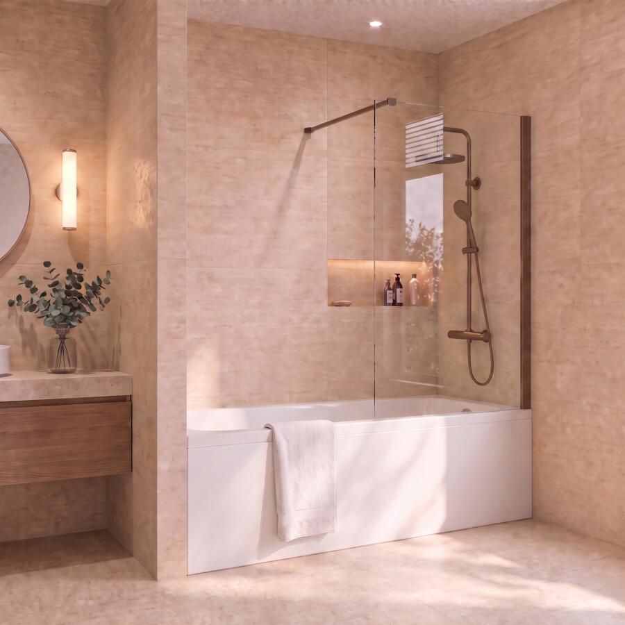 Boss & Wessing BWS Midline Badwand 90x140 cm Tuscan Brons Helder Nano Coating Met Profielset