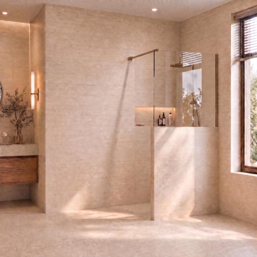 Boss & Wessing BWS Midline Halfhoge Inloopdouche 100x80 cm Koper Brons Helder Nano Coating Met Profielset