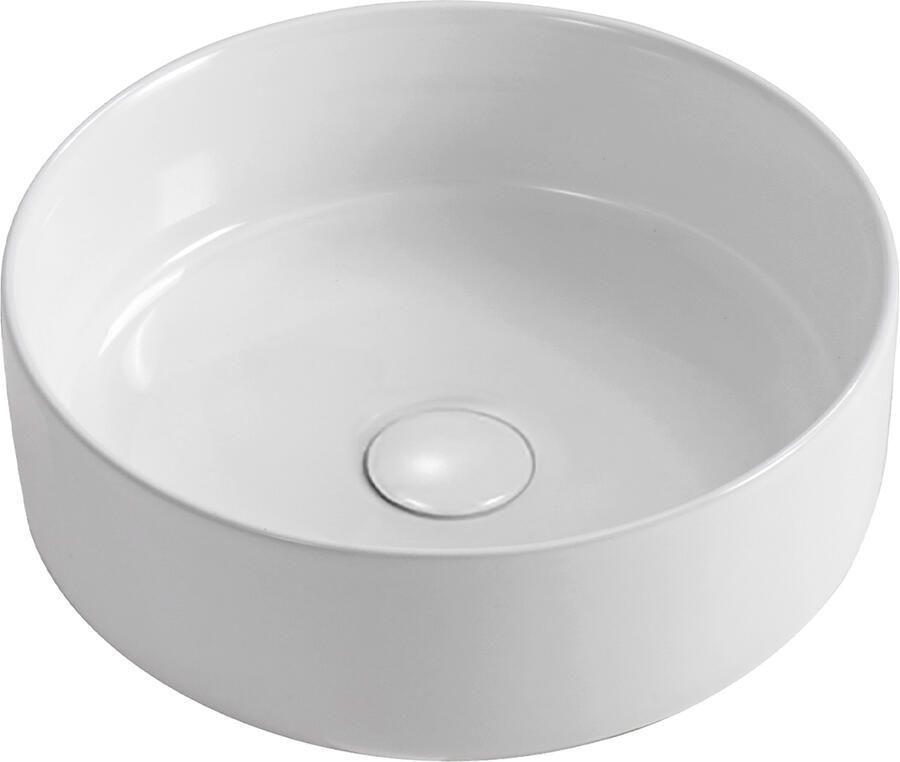 Boss & Wessing BWS Odon Waskom Glanzend Wit 36x12 5 cm Rond Keramiek Met Waste Opbouw