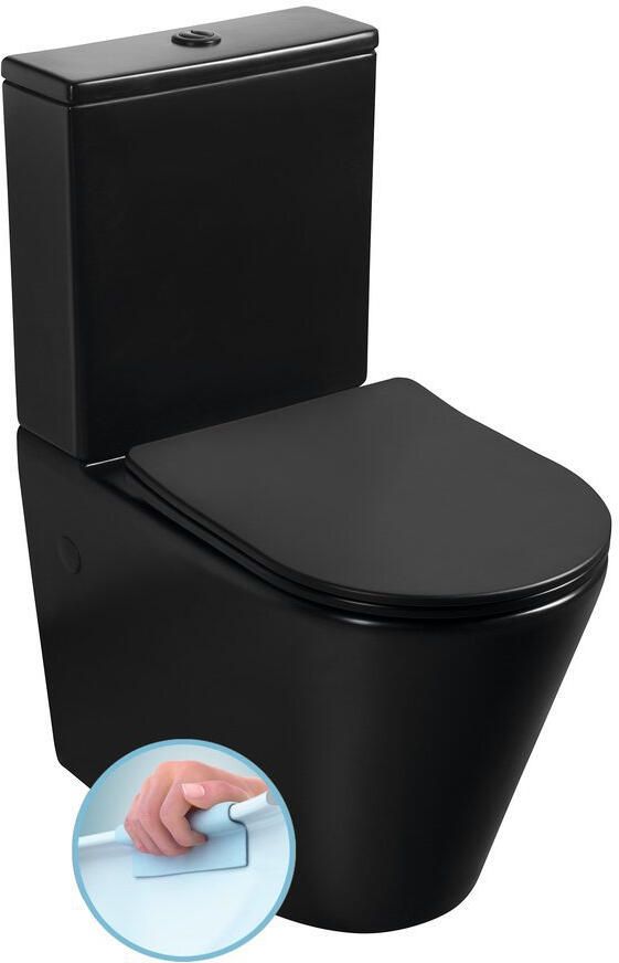 Boss & Wessing BWS Paco Staand Toilet Rimless Glans Zwart incl. Zitting PK SK