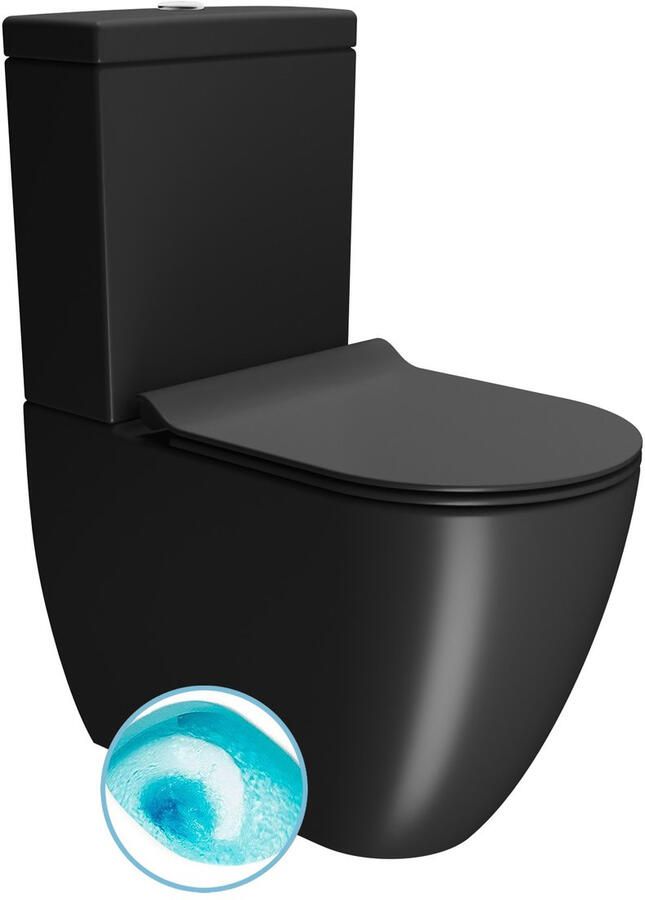Boss & Wessing BWS Pura Color Staand Toilet Rimless Glans Zwart SwirlFlush Spoeling PK SK