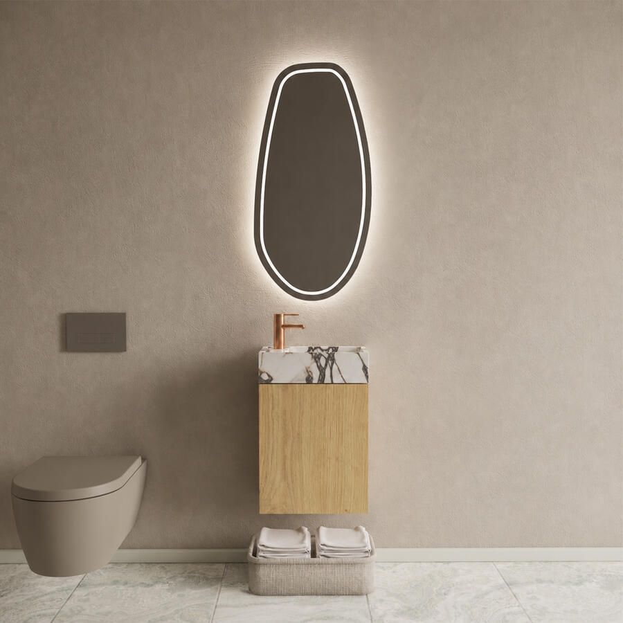 Boss & Wessing BWS Riga Artisan Eiken Toiletmeubel Met Fontein 40x50x22 cm Calacatta Viola