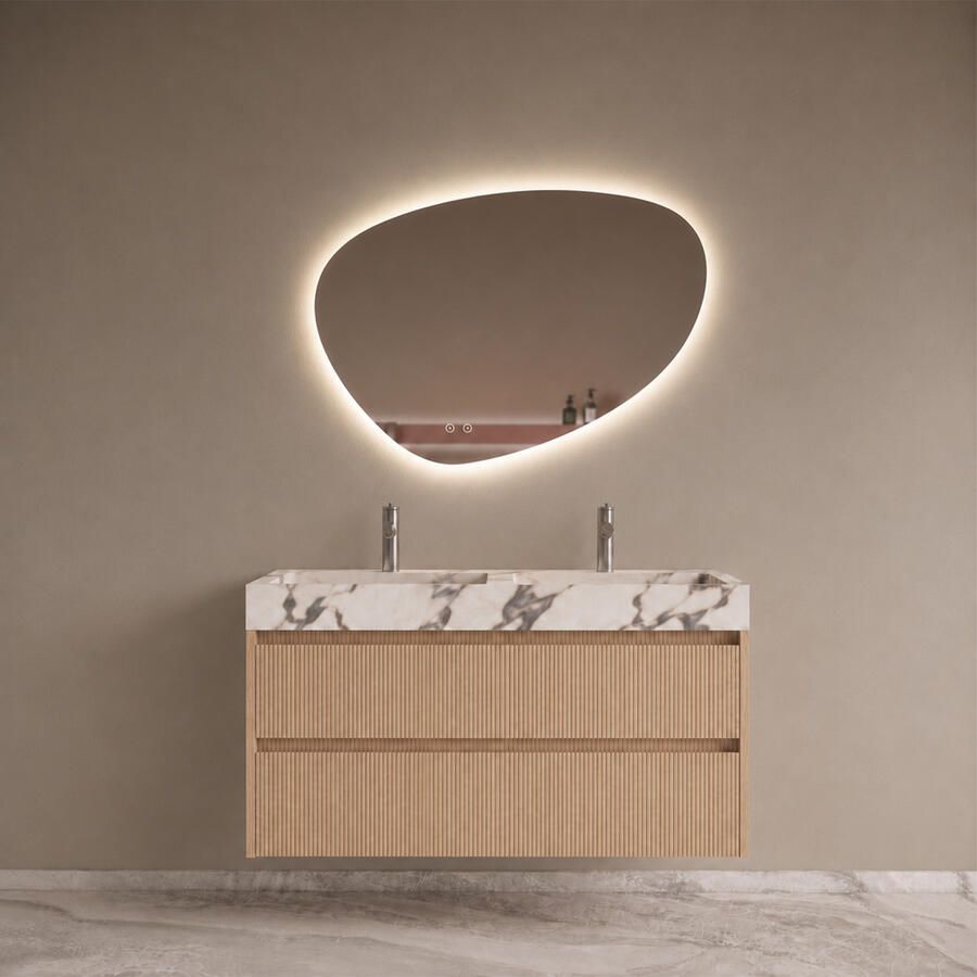 Boss & Wessing BWS Riga Badmeubelset Met Wastafel 100 cm Licht Eiken Japandi Calacatta Viola