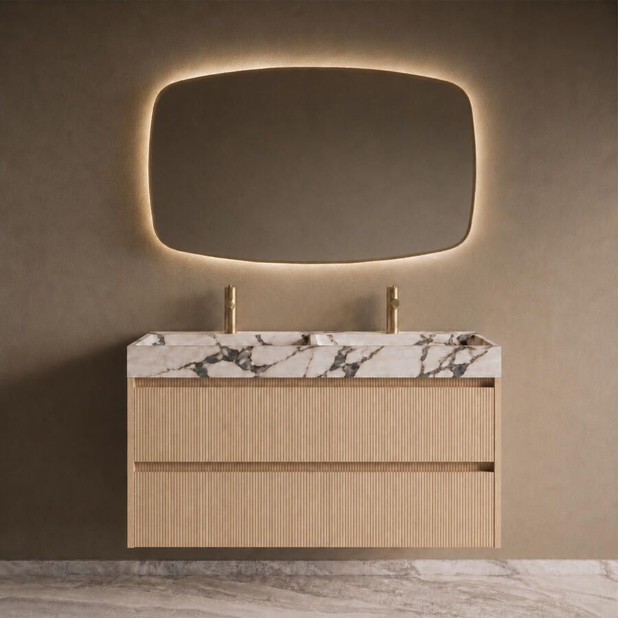 Boss & Wessing BWS Riga Badmeubelset Met Wastafel 120 cm Licht EIken Japandi Calacatta Viola