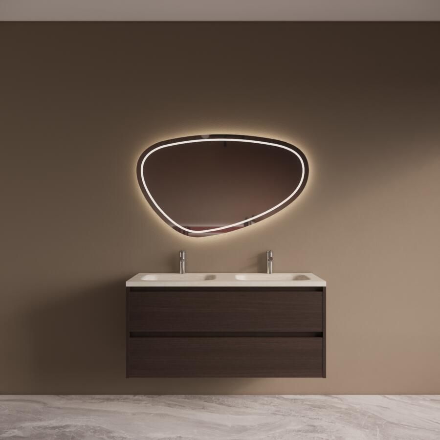 Boss & Wessing BWS Riga Bruin Eiken Badmeubelset Met Wastafel 120 cm Travertin Sintered Stone Keramisch