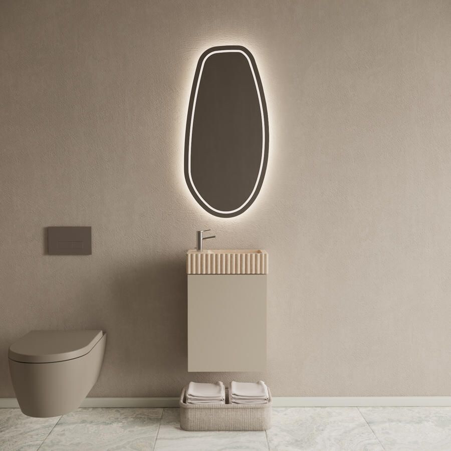 Boss & Wessing BWS Riga Kasjmier Toiletmeubel Met Fontein 40x50x22 cm Travertin Geribbeld