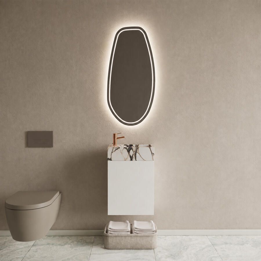 Boss & Wessing BWS Riga Mat Wit Toiletmeubel Met Fontein 40x50x22 cm Calacatta Viola