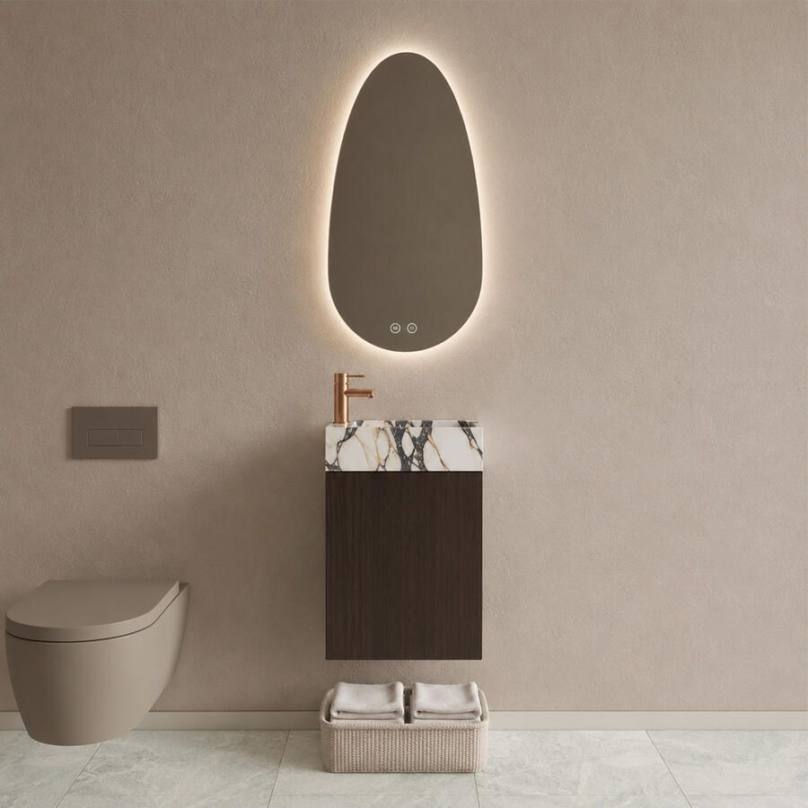 Boss & Wessing BWS Riga Siena Eiken Toiletmeubel Met Fontein 40x50x22 cm Calacatta Viola