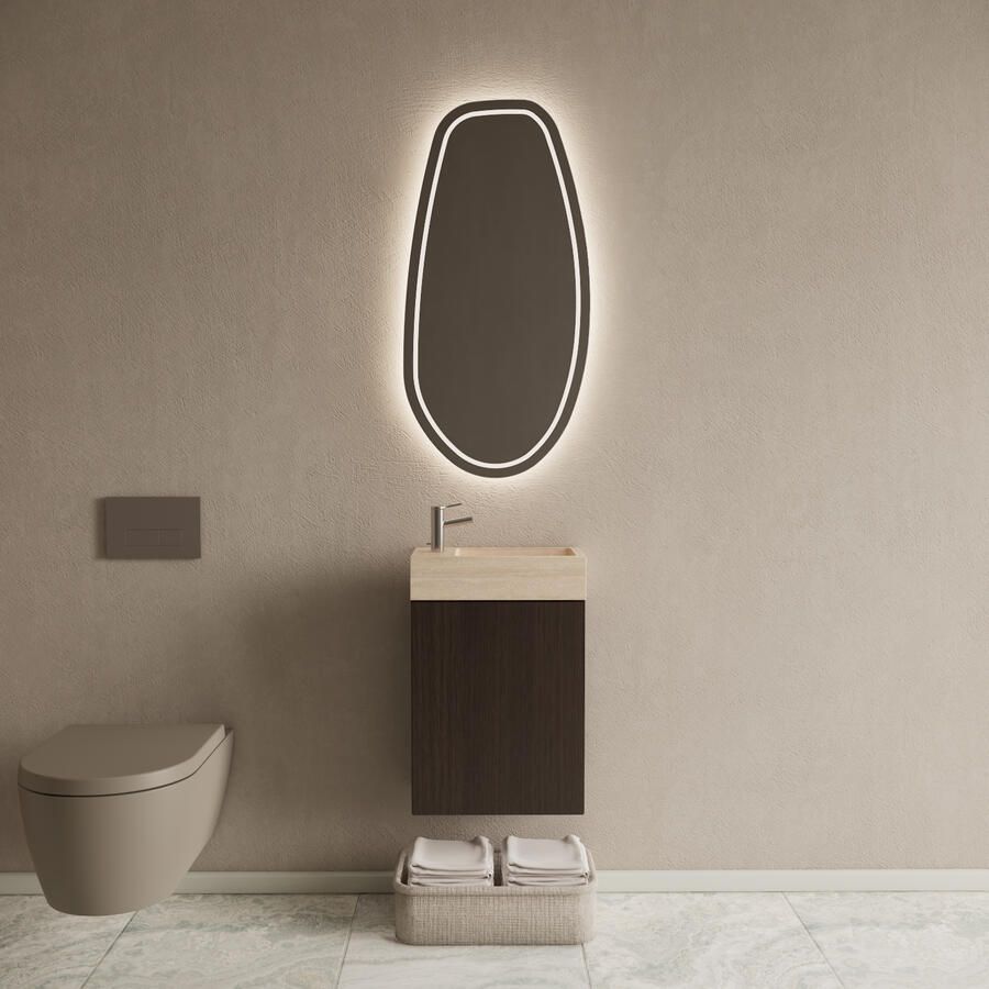 Boss & Wessing BWS Riga Siena Eiken Toiletmeubel Met Fontein 40x50x22 cm Travertin