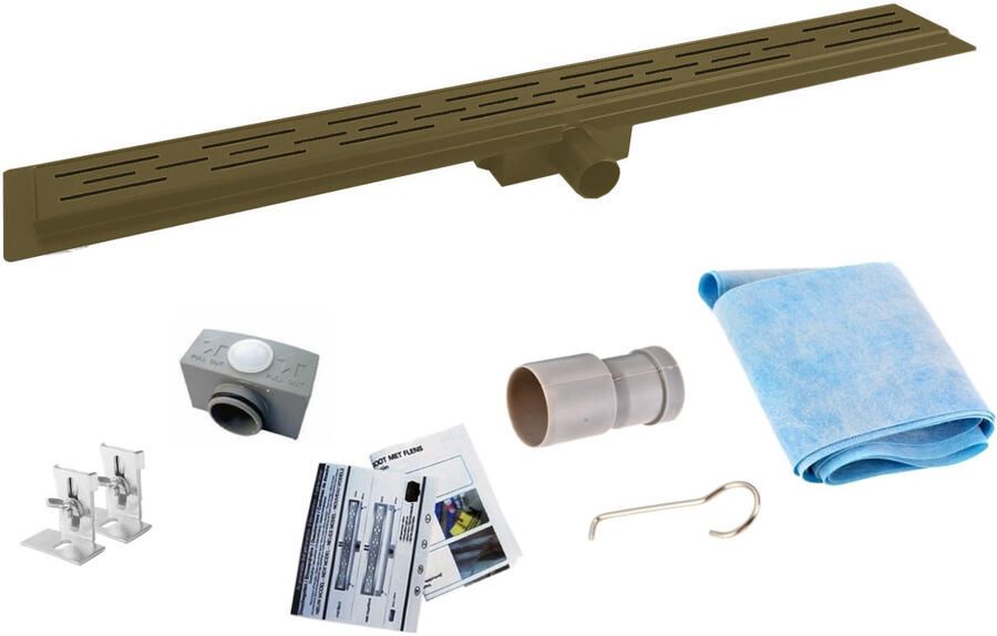 Boss & Wessing Douchegoot Flens BWS Met Uitneembaar Sifon 70 cm Mat Metallic Brown OP=OP