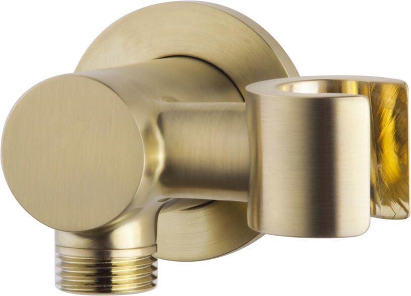 Boss & Wessing Handdouchehouder Luxe Doucheaansluiting Met Kantelbare Opsteek 1 2'' Geborsteld Messing Goud