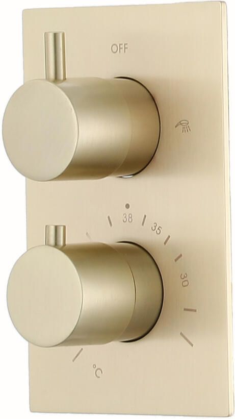 Boss & Wessing Inbouw Douchekraan BWS Gold Thermostatisch Geborsteld Messing Mat Goud
