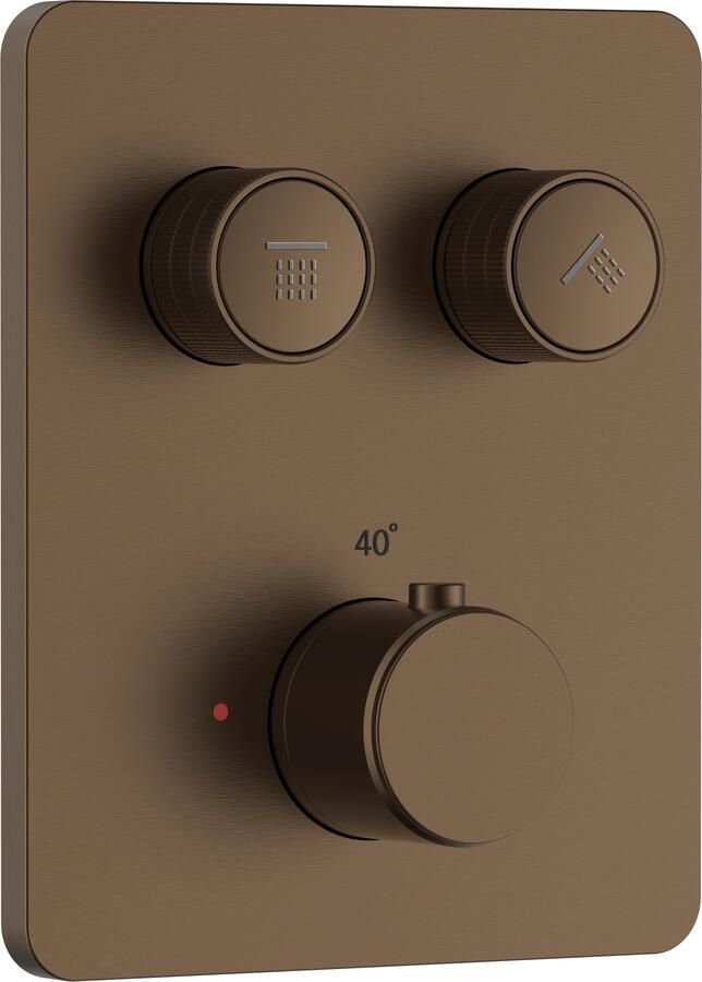 Boss & Wessing Inbouw Douchethermostaat BWS Sensa 2 Weg Met Drukknoppen Geborsteld Brons PVD (incl. inbouwdeel)