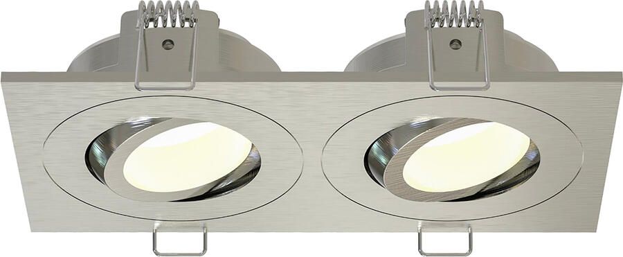 Wiesbaden Inbouwspot Dubbel Spotz Dimbaar IP65 Geborsteld Staal