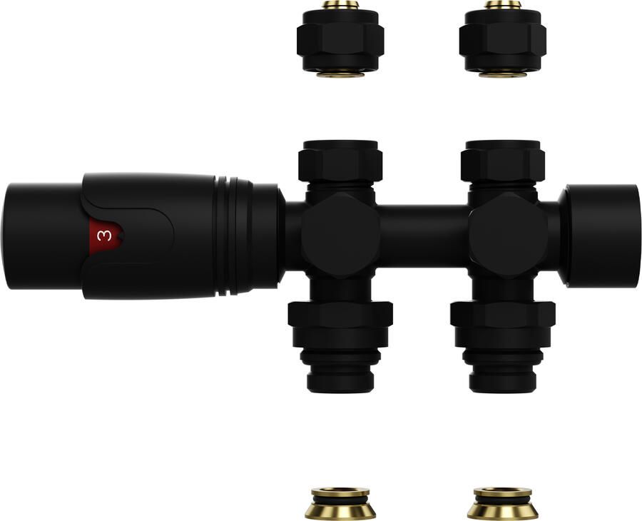 Boss & Wessing Onderblok Radiator BWS Petto Haaks Recht Voor Muur en Vloer Mat Zwart