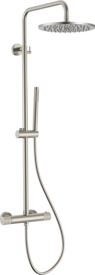 Boss & Wessing Regendoucheset BWS Sensa Cool Touch Thermostatisch 30 cm hoofddouche Geborsteld RVS