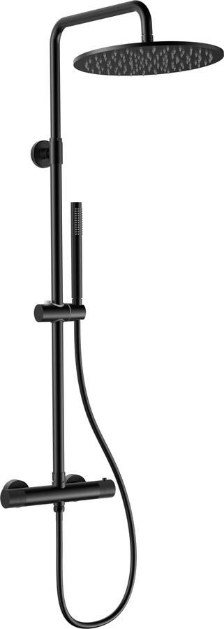 Boss & Wessing Regendoucheset BWS Sensa Cool Touch Thermostatisch 30 cm hoofddouche Mat Zwart PVD