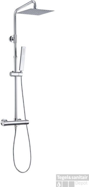 Boss & Wessing Regendoucheset BWS Thermostatisch Square met Handdouche Chroom