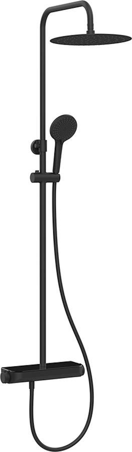 Wiesbaden Regendoucheset Opbouw Tondell Thermostatisch Met Planchet Mat Zwart