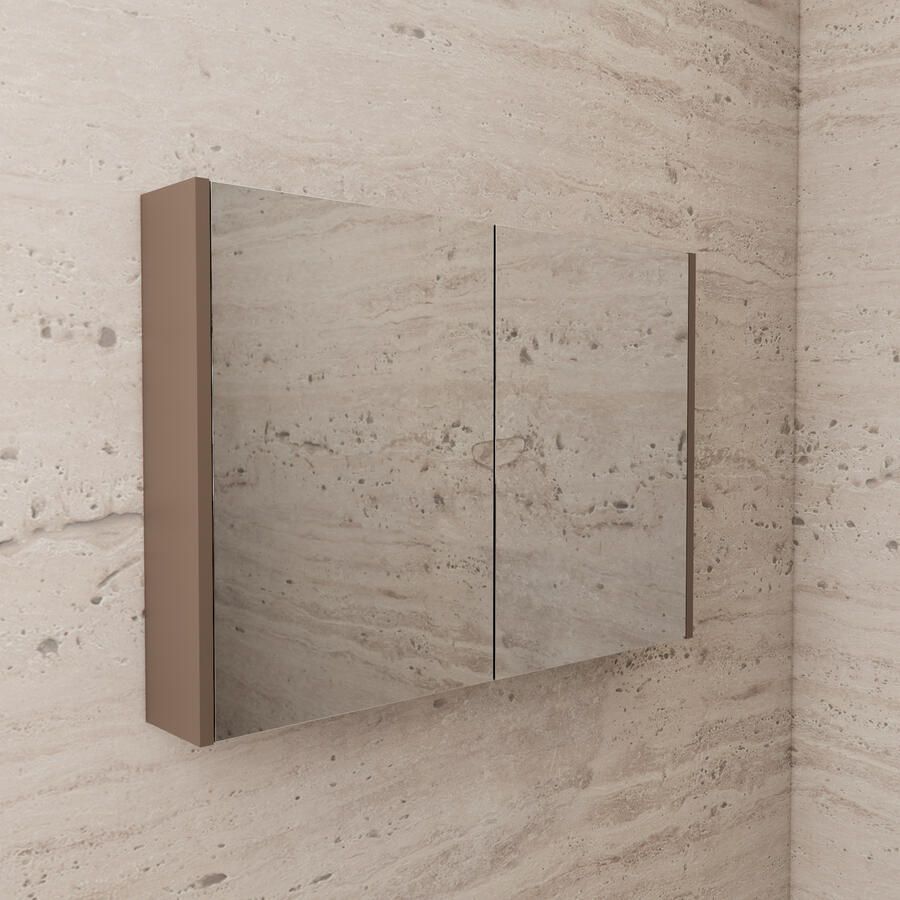 Boss & Wessing Spiegelkast BWS Riga 100 cm 2 Deuren Latte