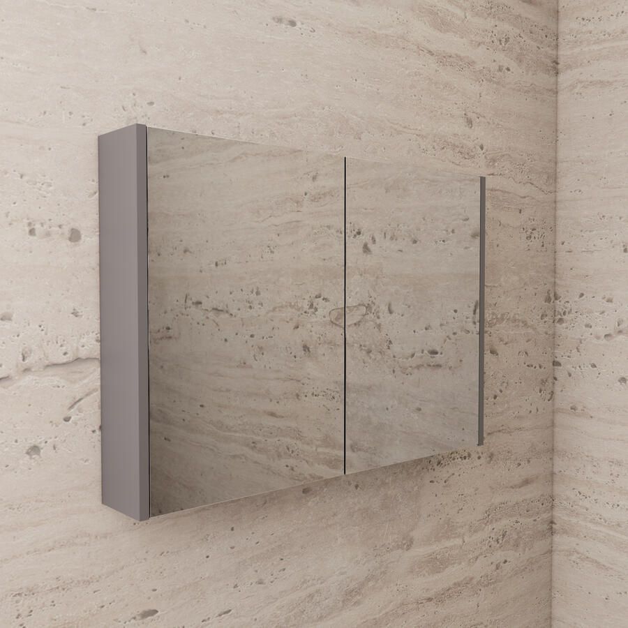 Boss & Wessing Spiegelkast BWS Riga 100 cm 2 Deuren Leigrijs
