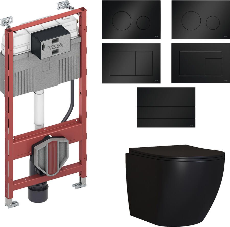 Boss & Wessing TECE Profil Toiletset set65 Mudo Mat Zwart met TECE Drukplaat