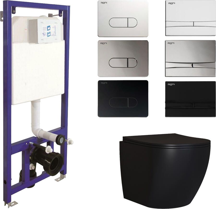 Boss & Wessing Toiletset Budget 65 Mudo Mat zwart Met B&W Drukplaat