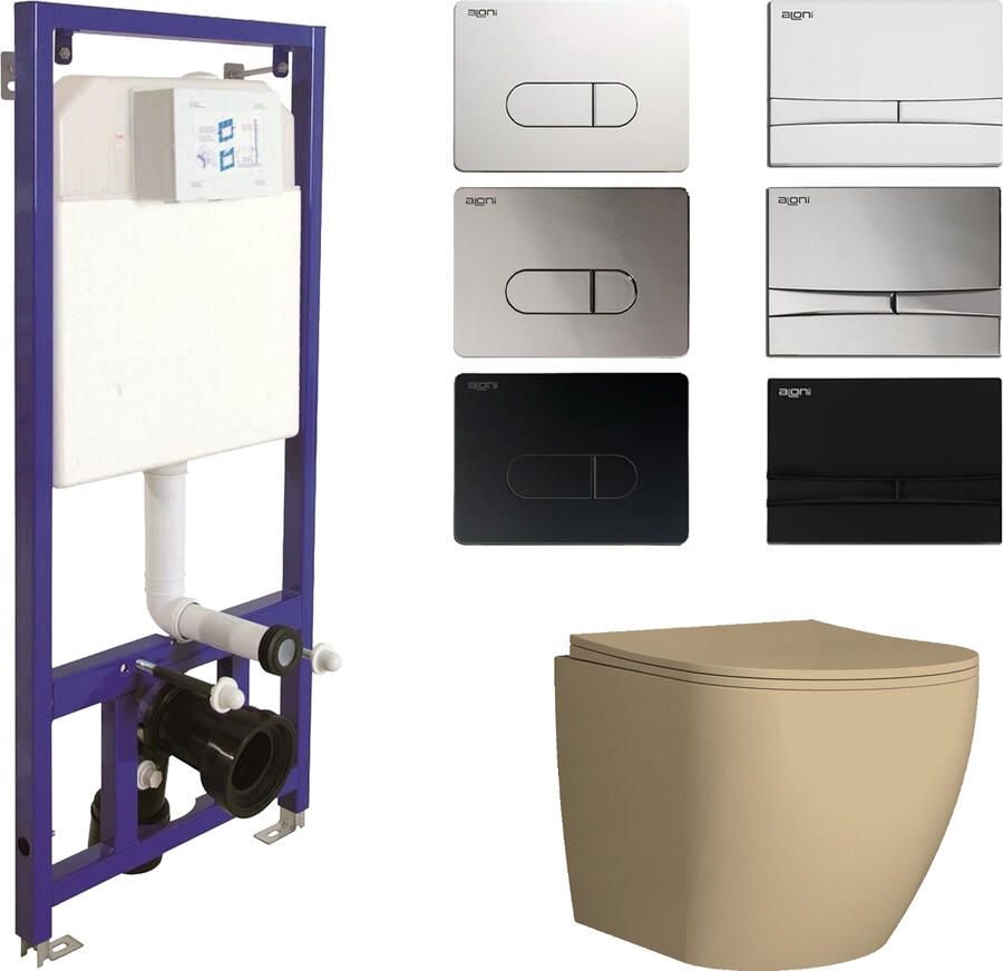 Boss & Wessing Toiletset Budget 86 Mudo Mat Beige Met B&W Drukplaat