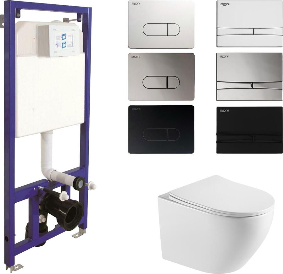 Boss & Wessing Toiletset Budget 93 Mudo Randloos Met Zitting Mat Wit Met B&W Drukplaat