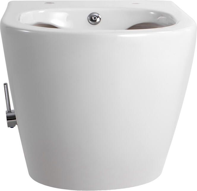 Boss & Wessing Wandcloset Randloos Met Bidetkraan Warm en Koudwater Glans Wit (Exclusief Zitting)