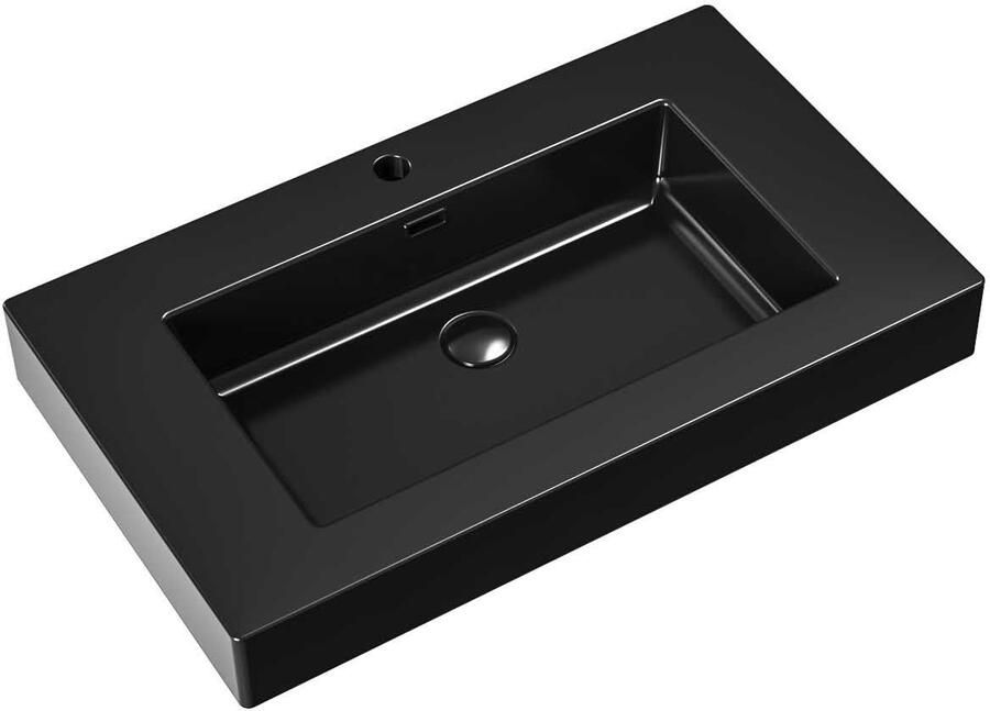 Boss & Wessing Wastafel BWS Ember 1 Kraangat 80x15x46 cm Mat Zwart