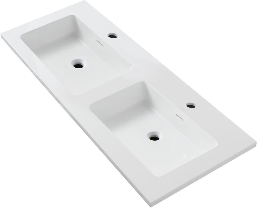 Boss & Wessing Wastafel BWS Wanda Met Overloop 2 Wasbakken 2 Kraangaten 120x1 6x52 5 cm Mat Wit