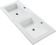 Boss & Wessing Wastafel BWS Wanda Met Overloop 2 Wasbakken 2 Kraangaten 120x1 6x52 5 cm Mat Wit - Thumbnail 1