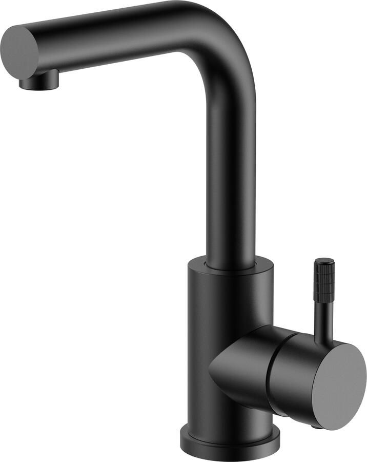 Boss & Wessing Wastafel Keukenmengkraan BWS Sensa Rechte Uitloop Draaibaar Cold Start Hendel Mat Zwart PVD