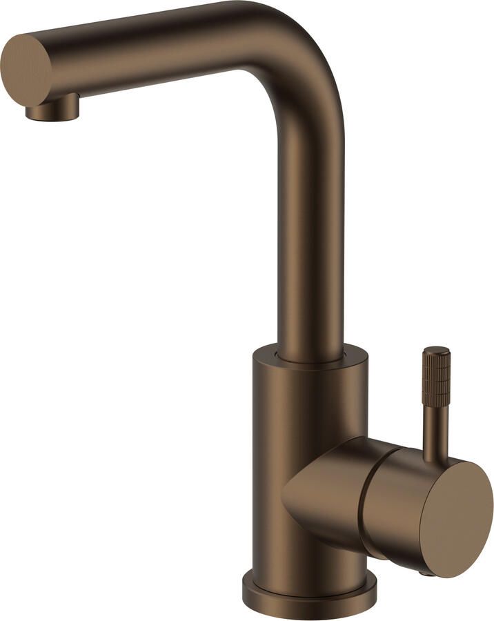 Boss & Wessing Wastafel Keukenmengkraan BWS Sensa Rechte Uitloop Draaibaar Cold Start Hendel Geborsteld Brons PVD