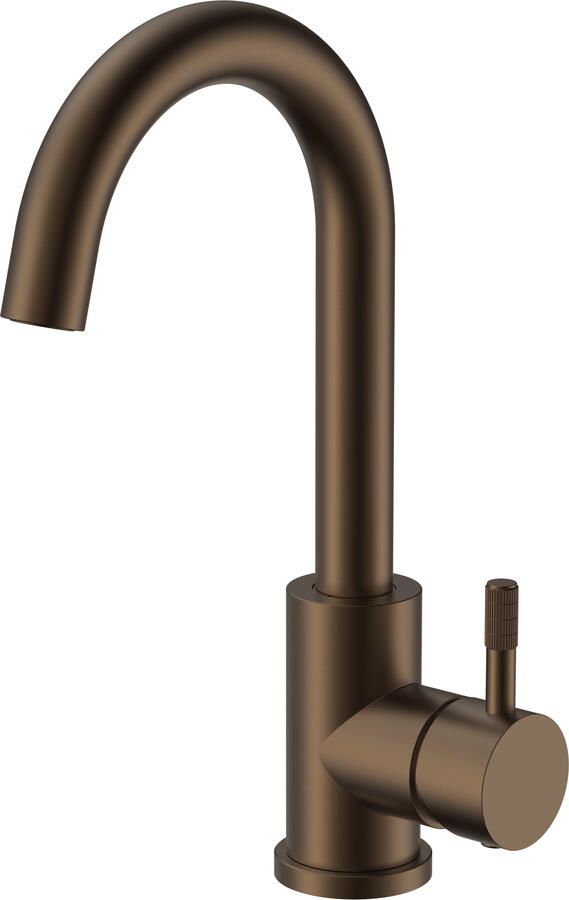 Boss & Wessing Wastafelmengkraan BWS Sensa Uitloop Draaibaar Cold Start Hendel Geborsteld Brons PVD