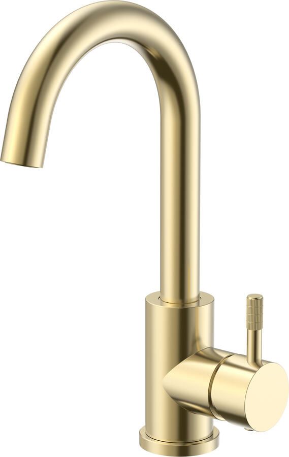 Boss & Wessing Wastafelmengkraan BWS Sensa Uitloop Draaibaar Cold Start Hendel Geborsteld Goud PVD