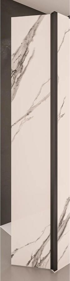 Boss & Wessing Zijwand BWS Free Time 35x200 cm 8 mm Marmer Glas Timeless Coating Zwart Profiel