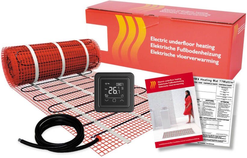 Boss & Wessing BWS By Magnum Elektronische Vloerverwarming Set 9 m2 1350 Watt Wifi Thermostaat Zwart