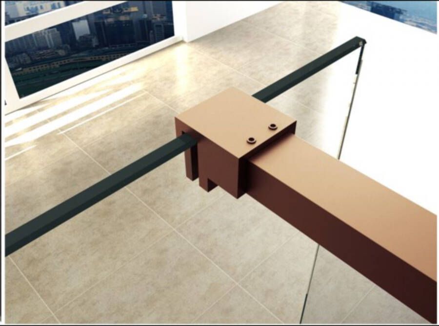 Boss & Wessing BWS Inloopdouche Pro Line Rookglas 80x200 Nano Coating Geborsteld Brons Koper Profiel en Stang