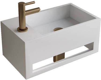 Boss & Wessing Fonteinset BWS Solid Surface Met Handdoekhouder Links Wit Goud