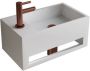 Boss & Wessing Fonteinset BWS Solid Surface Met Handdoekhouder Links Wit Koper - Thumbnail 1