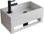 Boss & Wessing Fonteinset BWS Solid Surface Met Handdoekhouder Links Wit Mat Zwart - Thumbnail 1